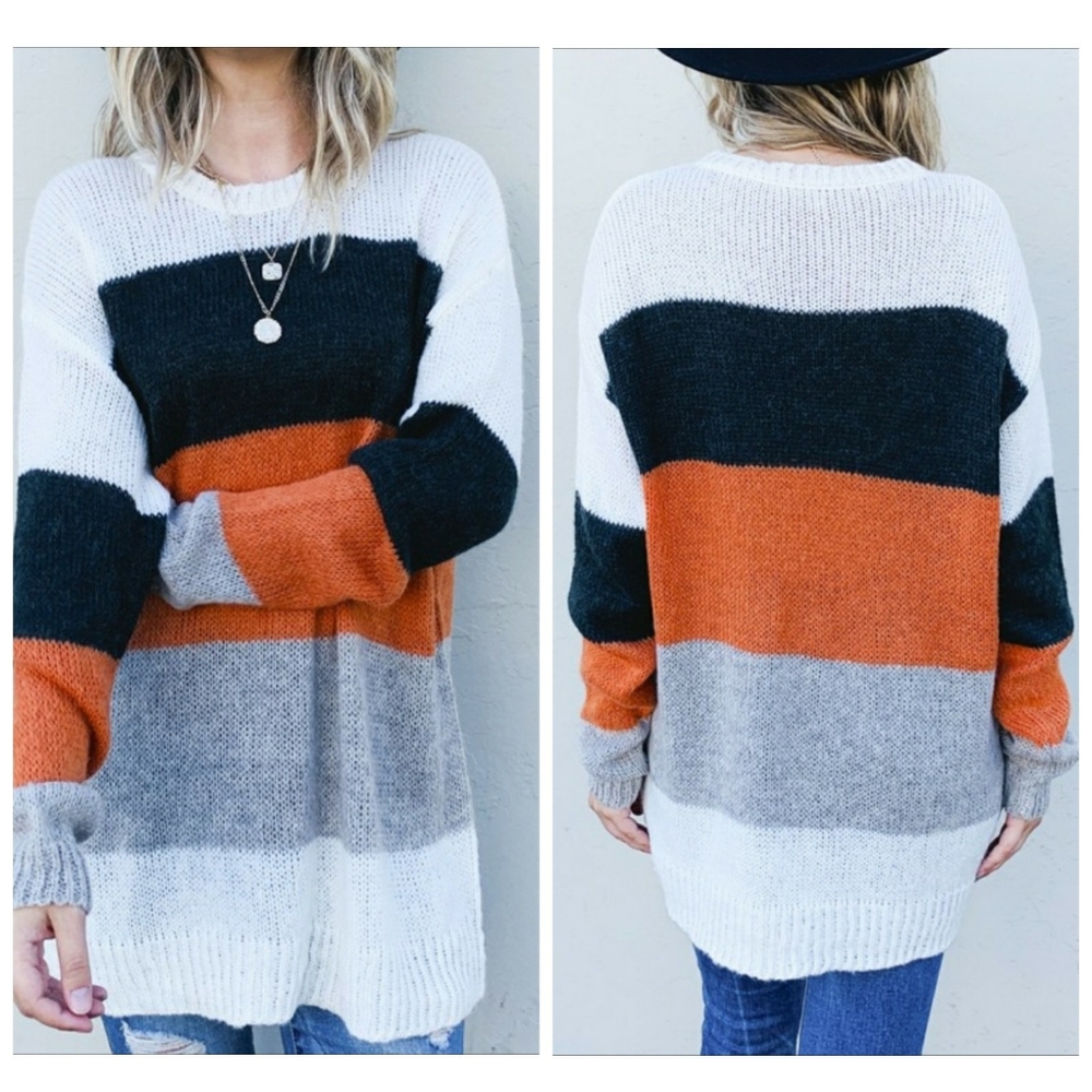 Color block striped sweater